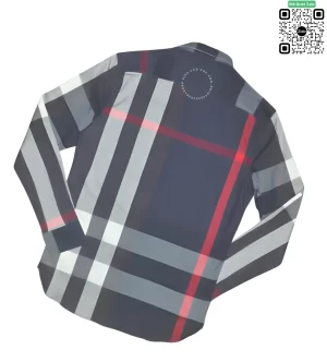 Áo Burberry dài tay kẻ to mầu xanh tím than kẻ trắng túi chéo