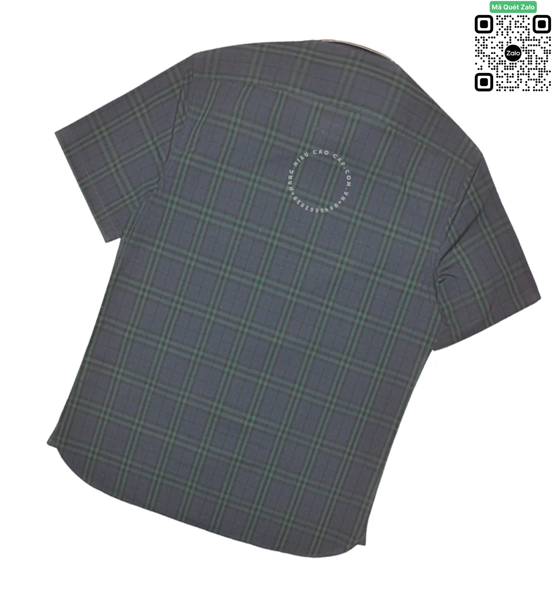 Áo Burberry kẻ nhỏ mầu xanh ngắn tay vải thô hàng hiệu authentic