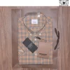 Áo Burberry kẻ nhỏ ngắn tay màu vàng be hàng hiệu chính hãng
