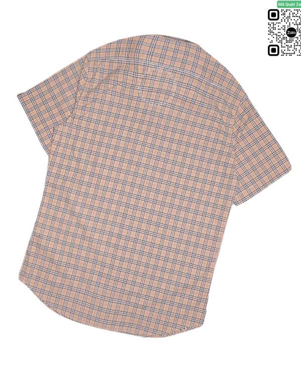 Áo Burberry kẻ nhỏ ngắn tay màu vàng be hàng hiệu chính hãng