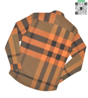Áo Burberry mầu cam kẻ to dài tay hàng hiệu chính hãng