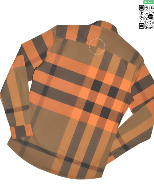 Áo Burberry mầu cam kẻ to dài tay hàng hiệu chính hãng