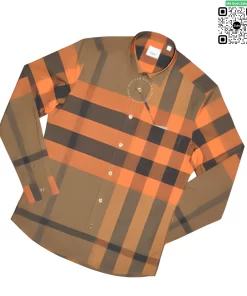 Áo Burberry mầu cam kẻ to dài tay hàng hiệu chính hãng