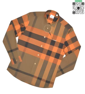 Áo Burberry mầu cam kẻ to dài tay hàng hiệu chính hãng