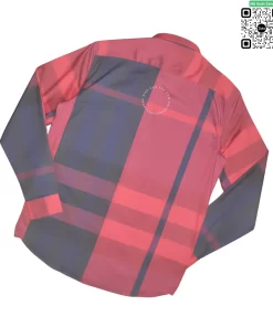 Áo Burberry mầu đỏ sọc xanh tím than kẻ to dài tay túi chéo