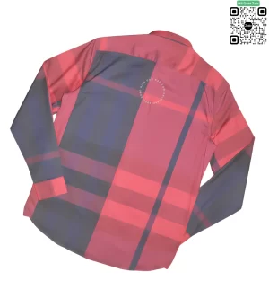 Áo Burberry mầu đỏ sọc xanh tím than kẻ to dài tay túi chéo