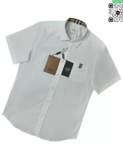 Áo Burberry mầu trắng cộc tay có túi ở ngực logo TB