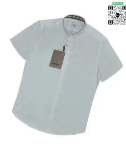 Áo Burberry mầu trắng ngắn tay check cổ logo tb hàng hiệu
