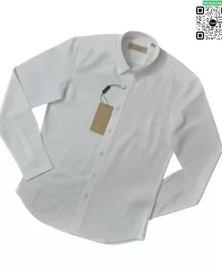 Áo Burberry mầu trắng vân chìm dài tay hàng hiệu chính hãng