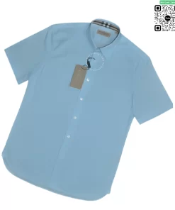 Áo Burberry mầu xanh da trời cộc tay hàng hiệu cao cấp