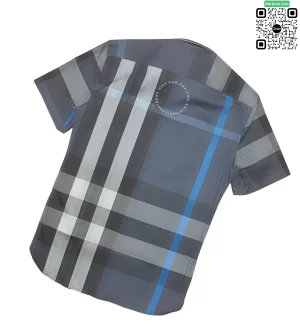 Áo Burberry mầu xanh túi chéo vải sợi tăm ngắn tay hàng hiệu