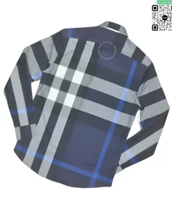 Áo Burberry nam dài tay kẻ lệch mầu xanh tím than kẻ caro