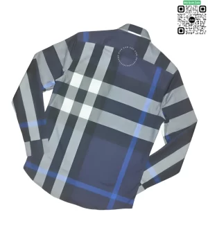 Áo Burberry nam dài tay kẻ lệch mầu xanh tím than kẻ caro