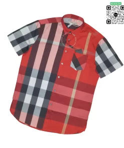 Áo Burberry ngắn tay mầu đỏ túi chéo vải sợi tăm hàng cao cấp