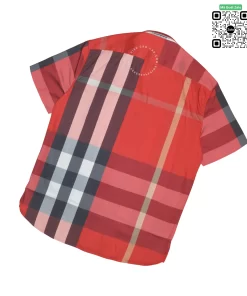 Áo Burberry ngắn tay mầu đỏ túi chéo vải sợi tăm hàng cao cấp