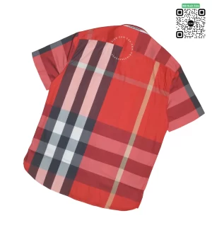 Áo Burberry ngắn tay mầu đỏ túi chéo vải sợi tăm hàng cao cấp