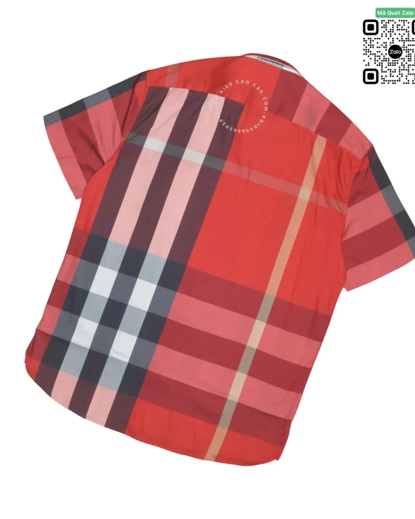 Áo Burberry ngắn tay mầu đỏ túi chéo vải sợi tăm hàng cao cấp