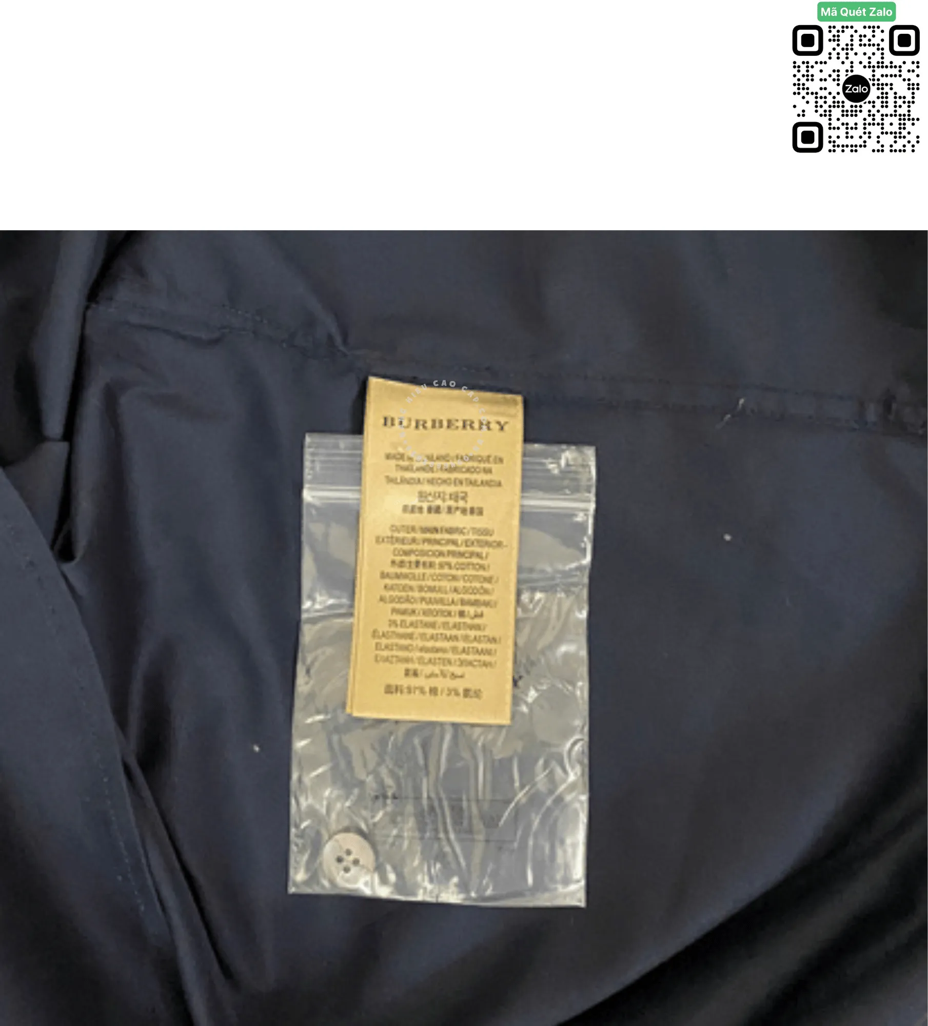 Cúc dự phòng áo Sơ mi nam Burberry mầu xanh tím than