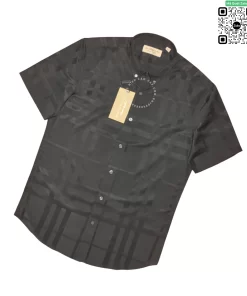 Áo Burberry vân chìm cộc tay mầu đen hàng hiệu chính hãng