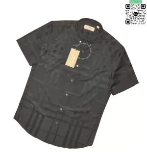 Áo Burberry vân chìm cộc tay mầu đen hàng hiệu chính hãng