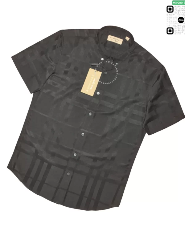 Áo Burberry vân chìm cộc tay mầu đen hàng hiệu chính hãng