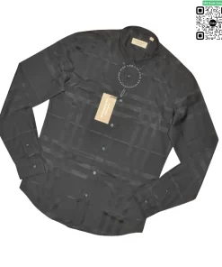 Áo Burberry vân chìm mầu đen dài tay hàng hiệu chính hãng