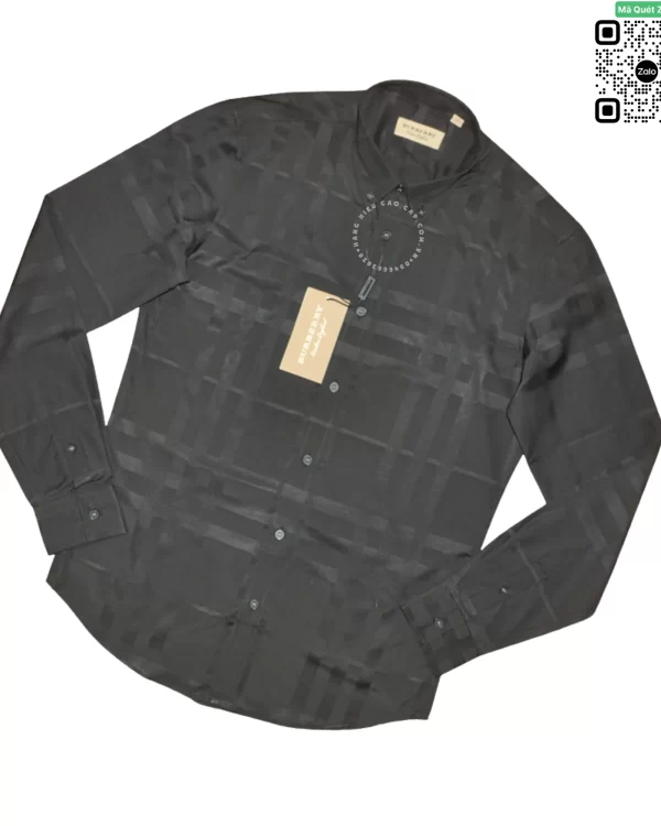 Áo Burberry vân chìm mầu đen dài tay hàng hiệu chính hãng