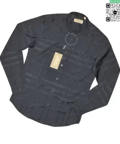 Áo Burberry vân chìm mầu xanh tím than dài tay hàng hiệu
