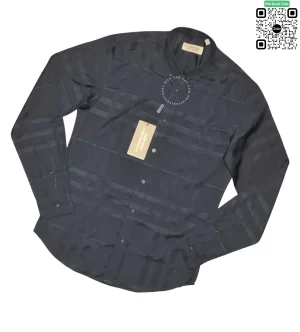 Áo Burberry vân chìm mầu xanh tím than dài tay hàng hiệu