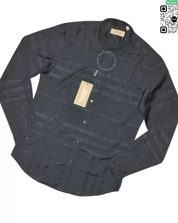 Áo Burberry vân chìm mầu xanh tím than dài tay hàng hiệu