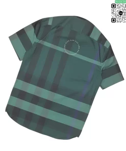 Áo ngắn tay burberry mầu xanh dương túi chéo vải sợi tăm