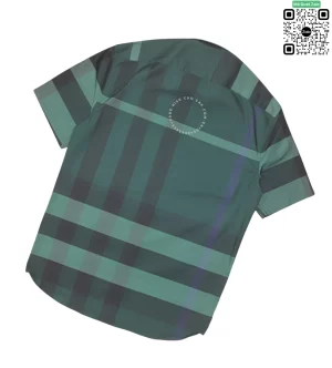 Áo ngắn tay burberry mầu xanh dương túi chéo vải sợi tăm