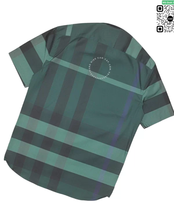 Áo ngắn tay burberry mầu xanh dương túi chéo vải sợi tăm