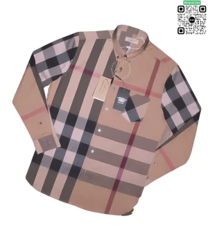 Áo sơ mi Burberry BBR màu vàng be túi chéo vải lụa