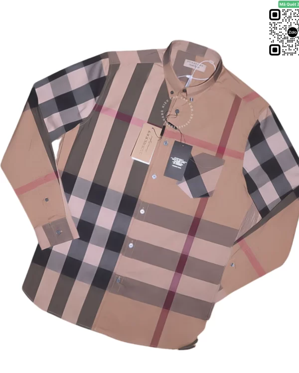 Áo sơ mi Burberry BBR màu vàng be túi chéo vải lụa