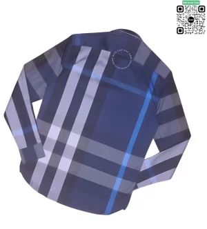 Áo sơ mi Burberry BBR mầu xanh túi chéo sọc trắng hàng hiệu