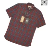 Áo sơ mi Burberry BBR mầu mận đỏ đô kẻ nhỏ ngắn tay hàng hiệu