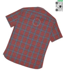 Áo sơ mi Burberry BBR mầu mận đỏ đô kẻ nhỏ ngắn tay hàng hiệu