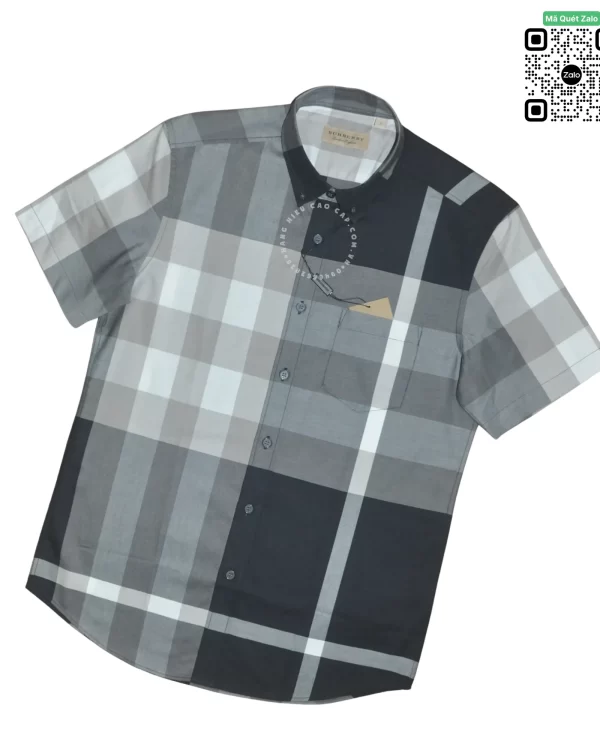 Áo sơ mi Burberry like auth cộc tay mầu trắng đen