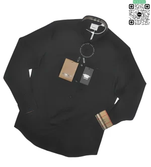 Áo sơ mi Burberry mầu đen check dài tay hàng hiệu cao cấp