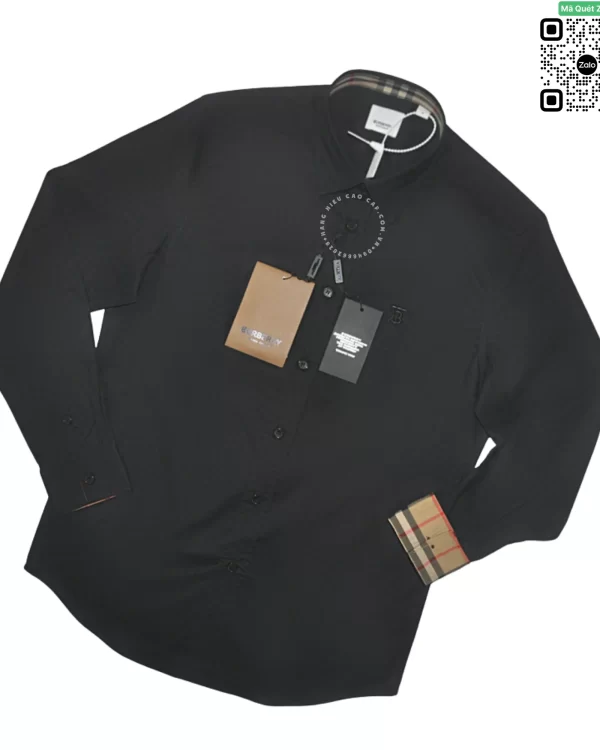 Áo sơ mi Burberry mầu đen check dài tay hàng hiệu cao cấp