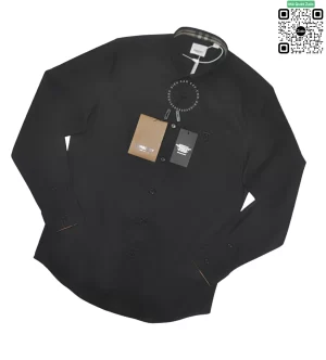 Áo sơ mi Burberry mầu đen check dài tay hàng hiệu cao cấp