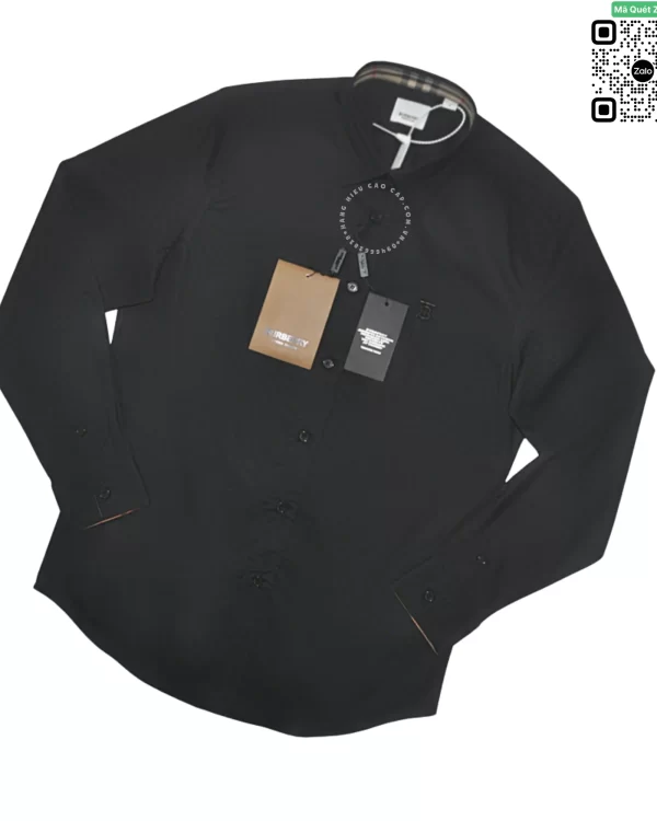 Áo sơ mi Burberry mầu đen check dài tay hàng hiệu cao cấp