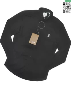 Áo sơ mi Burberry màu đen có túi dài tay hàng hiệu công sở