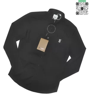 Áo sơ mi Burberry màu đen có túi dài tay hàng hiệu công sở