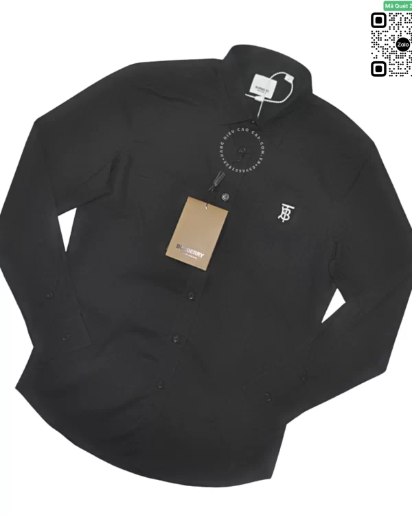 Áo sơ mi Burberry màu đen có túi dài tay hàng hiệu công sở