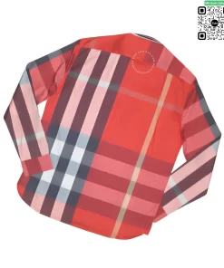 Áo sơ mi Burberry mầu đỏ túi chéo sợi tăm hàng hiệu