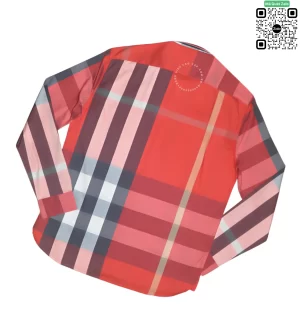Áo sơ mi Burberry mầu đỏ túi chéo sợi tăm hàng hiệu