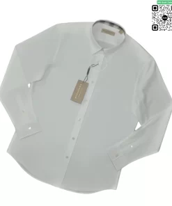 Áo Burberry mầu trắng dài tay check tay check cổ