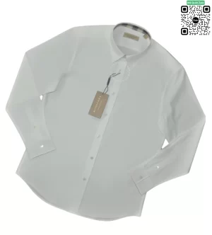 Áo Burberry mầu trắng dài tay check tay check cổ